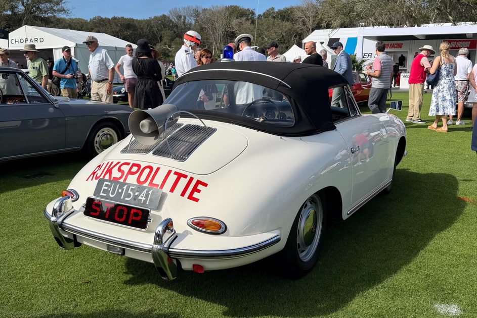 1965 porsche 356c cabriolet police car at the 2026 amelia concours