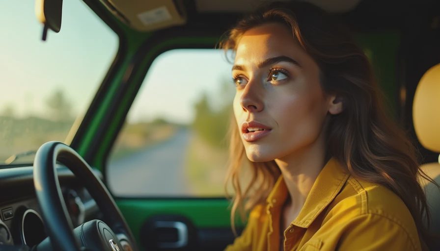 Visual context for green jeep