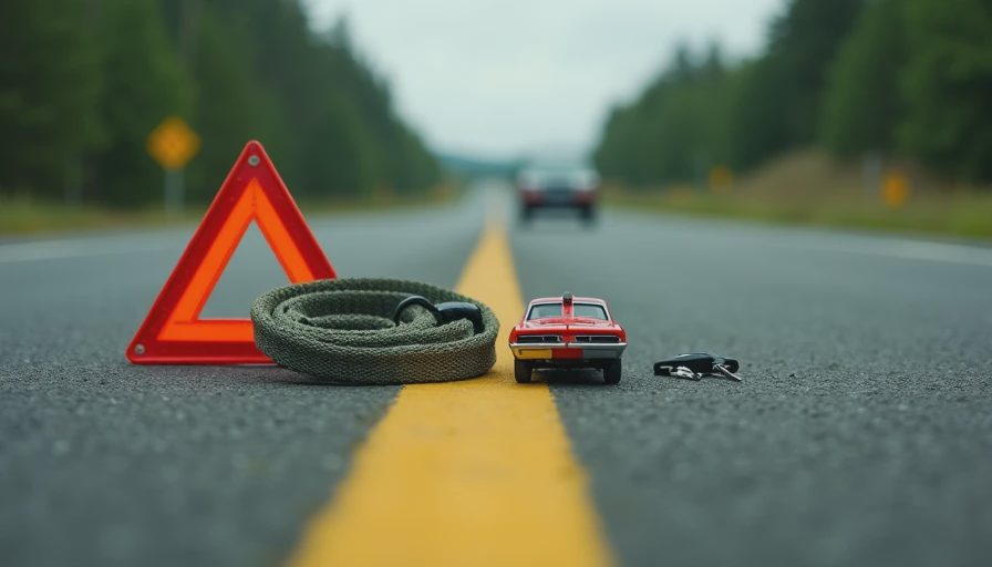 Visual context for towing car with tow strap